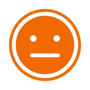 A neutral face icon in orange.